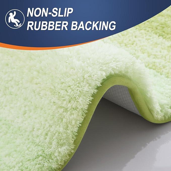 OLANLY Bathroom Rugs Mat 24x16, Extra Soft Absorbent Microfiber Bath Rugs, Rubber Backing, Quick Dry, Machine Washable Bath Mats for Bathroom Floor, Tub and Shower, Home Decor Accessories, Light Green - ModernBath