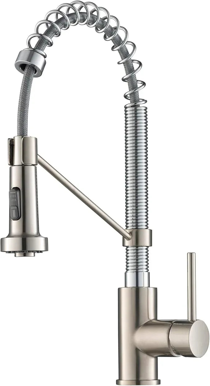 KRAUS Bolden Commercial Style 2-Function Single Handle Pull Down Kitchen Faucet in Spot-Free Stainless Steel/Chrome, KPF-1610SFSCH (Pack of 1) - ModernBath