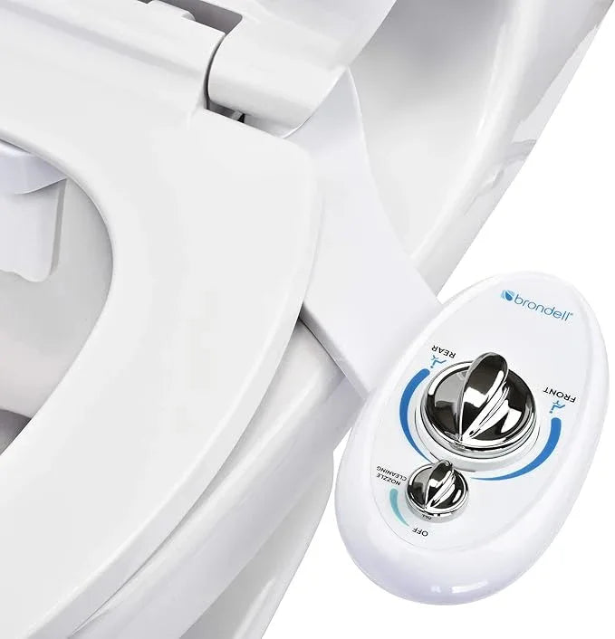Brondell Bidet Left Hand Bidet Attachment SouthSpa Dual Nozzle - control panel on left side - Dual Positionable Nozzles for front and rear wash, LH-12 - ModernBath
