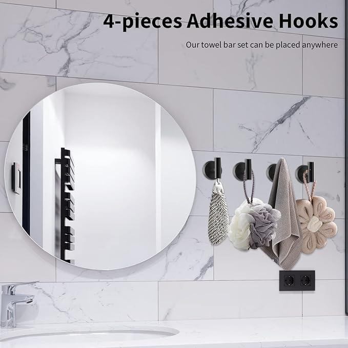 10-Pieces Bathroom Hardware Set, Includes 24 Inch Towel Racks for Bathroom Wall Mounted, Toilet Paper Holder, Towel Hooks for Bathrooms, Towel Rings for Bathroom Wall (Matte Black) - ModernBath