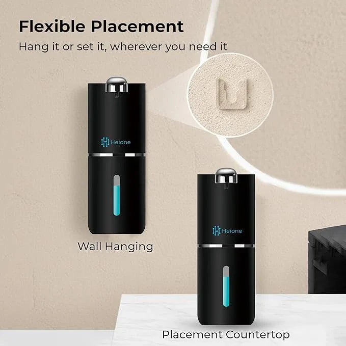 Heione Automatic Touchless Foam Soap Dispenser, Black, 12.8 oz / 380 mL, USB C Rechargeable, Infrared Motion Sensor, Suitable for Bathrooms, Sinks, Kitchen, Wall Mount or Countertop (Black (Foamy)) - ModernBath