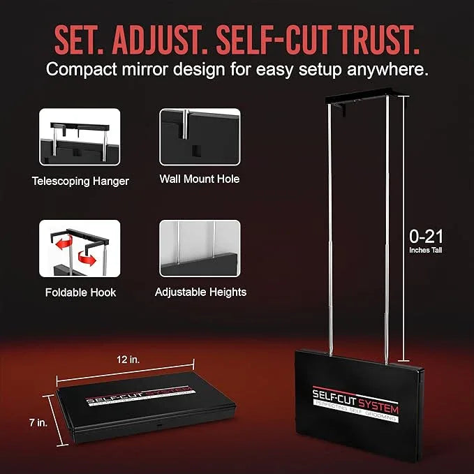 Self-Cut System 3 Way Mirror with LED Lights – Trifold Self Cut Barber Mirror for Men and Women, 360 View for Easy Haircuts, Travel Friendly - Three Way Design for Grooming and Styling - ModernBath