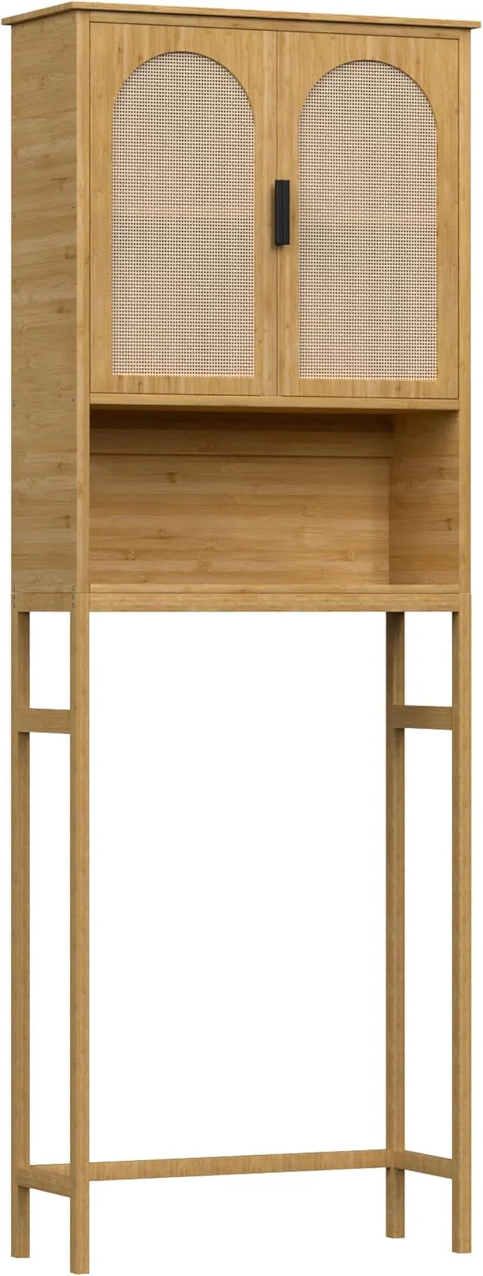MUPATER 67''H Bamboo Over The Toilet Storage Cabinet, Bathroom Organizer Over Toilet with Rattan Doors, Freestanding Bathroom Storage Shelf Space-Saver, Natural - ModernBath