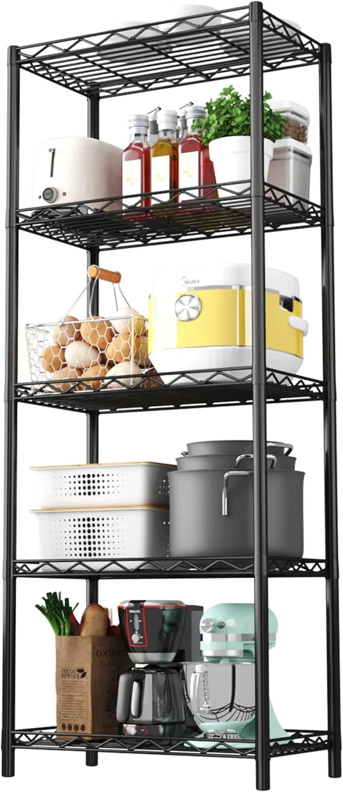 HOMEFORT 5-Tier Wire Shelving 5 Shelves Unit Metal Storage Rack Durable Organizer Perfect for Pantry Closet Kitchen Laundry Organization in Black - ModernBath