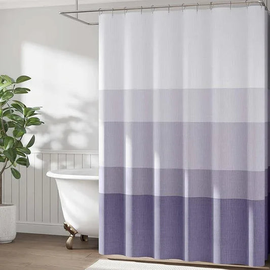 jinchan Ombre Lavender Lilac Striped Shower Curtain Waterproof Fabric Shower Curtains for Bathroom Gradual Color Minimalist Design Modern Neutral with 12 Hooks 70x72 Inches - ModernBath