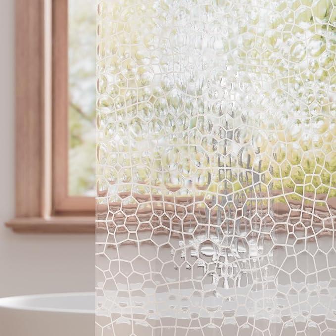 Titanker Clear Shower Curtain Liner with Water Cube, Medium Weight Plastic Shower Liner PEVA Waterproof Shower Curtains for Bathroom with Big Stones and Grommets, 72x72 Inches - ModernBath