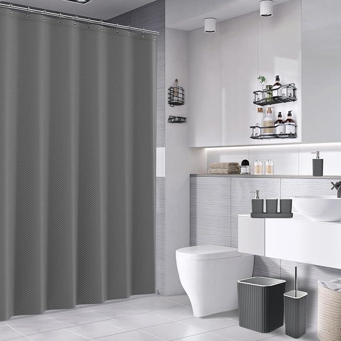 XLHOMO 26PC Bathroom Accessories Set - Gorgeous Grey Bathroom Set, Bathroom Accessory Set, Shower Curtain Set with Bathtub Mats for Shower Tub, Trash Can & Soap Dispenser - ModernBath