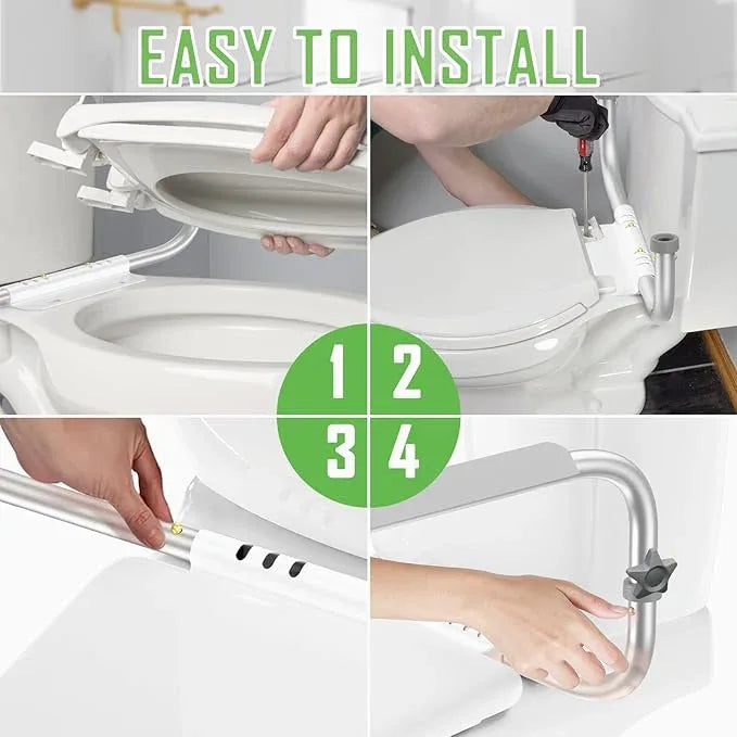 ZOLIQUEX Toilet Safety Rail for Seniors with 2 Reinforced Nuts, Height & Width Adjustable Toilet Safety Frame for Elderly, Handicap & Disabled Bathroom Assist Rail with Armrests 250 LB (Grey) - ModernBath