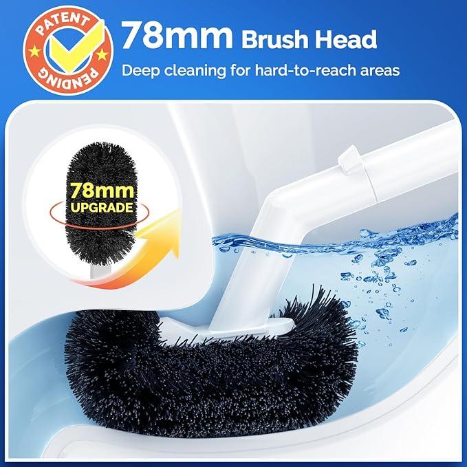 HAMITOR Toilet Plunger Bowl Brush Combo：Heavy Duty Rubber for Drain Clog Remover - Curved Design Bristles for Deep Cleaning Under Rim - Compact Bathroom Cleaning Tools for New Homet Essentials - White - ModernBath
