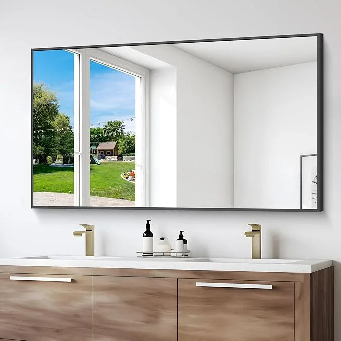 DESBING Black Bathroom Mirror for Wall, 55x36 Inch Rectangle Mirrors with Metal Frame, Modern Vanity Wall Mirror Decor for Entryway Hangs, Bathroom Living Room Horizontal or Vertical - ModernBath