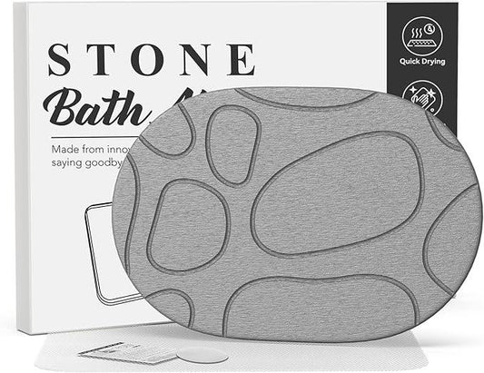 Cenepor Stone Bath Mat Diatomaceous Earth: Non-Slip Super Absorbent Shower Mat Quick Drying Bathroom Mat, Easy to Clean & Odorless Diatomite Bathmats for Bathroom Floor, Grey - ModernBath