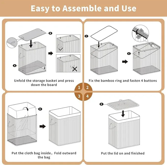 Bamboo Toilet Paper Storage with Lid & Handel, 8 Gallons (30L), Sturdy Toilet Paper Basket, Organizer for Bathroom, Kitchen, Holder with Storage, White - ModernBath