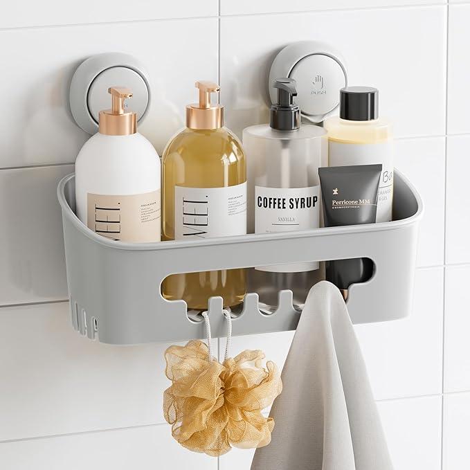 TAILI Shower Caddy Suction Cup, Heavy Duty Bathroom Organizer, Removable Shelves for Inside Shower, Shampoo, Waterproof Suction Plastic Storage for Bathroom Accessories Holder, Gray - ModernBath