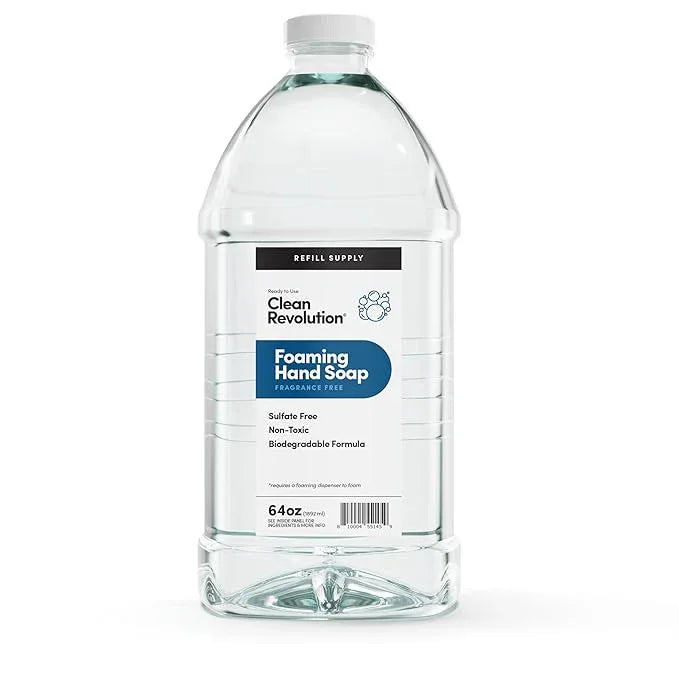Clean Revolution Foaming Hand Soap Refill Supply Container, Ready to Use Formula, Fragrance Free, 64 Fl Oz (Pack of 1) - ModernBath