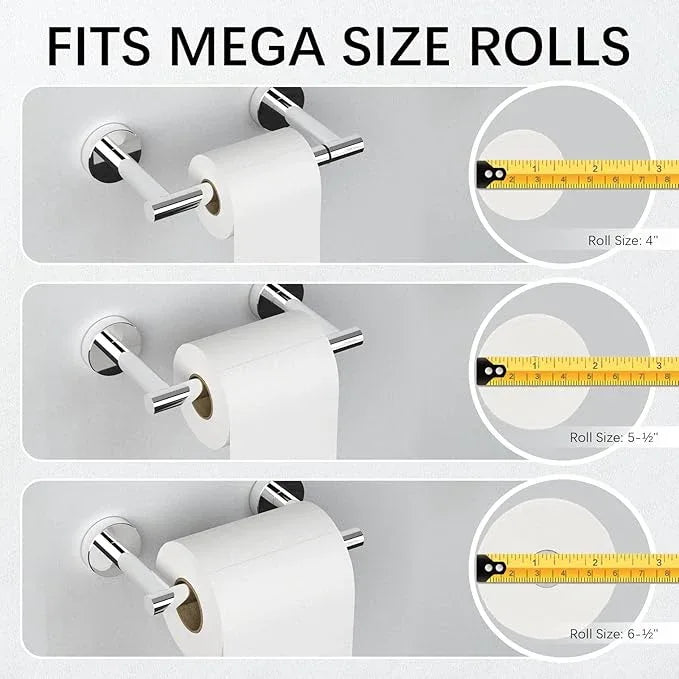 BWE Chrome Toilet Paper Holder Wall Mounted Double Post Pivoting Toilet Tissue Holders SUS 304 Stainless Steel Toilet Roll Holder for Bathroom Kitchen and RV Washroom - ModernBath