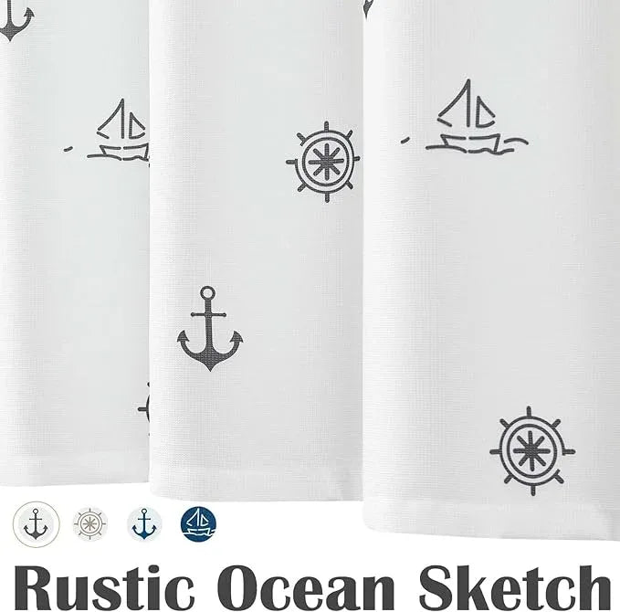 jinchan Black and White Nautical Shower Curtain Kids Cartoon Printed Waterproof Fabric Shower Curtains for Bathroom Ocean Sailboat Simple in Bath with 12 Hooks 70x72 Inches - ModernBath