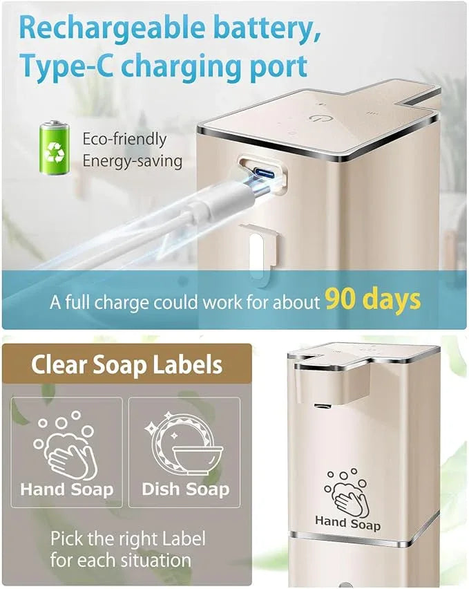 JEMISUN Automatic Soap Dispenser Touchless Foaming Soap Dispenser 300ml/12.8oz Rechargeable, Wall Mounted 4 Levels Adjustable Foam Soap Pump for Bathroom Kitchen Dish Soap - ModernBath