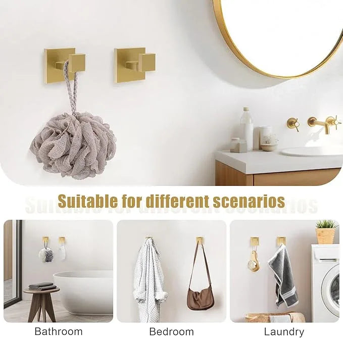 TQKAG Brushed Gold Bathroom Hardware Accessories Set 5 Pieces, Double Post Pivoting Toilet Paper Holder Set Stainless Steel Square Bathroom Towel Bar Holder Set Wall Mounted - ModernBath