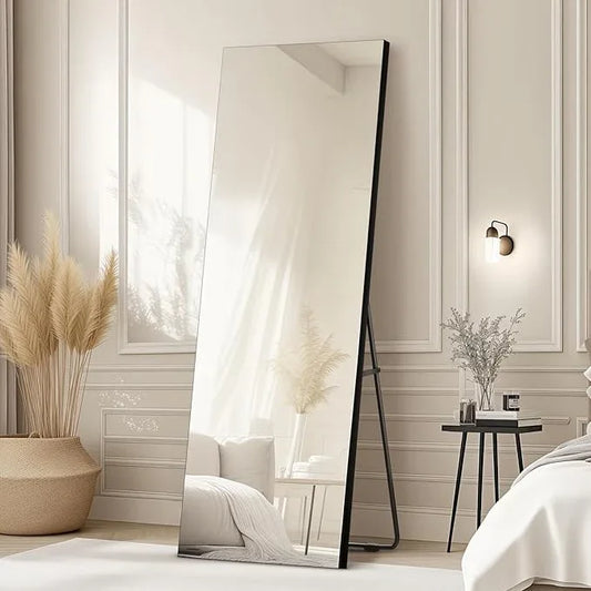 Kosmonia 71x28 Frameless Full Length Silver Coating Mirror w/Distortion Free, HD Reflection &Anti Desilvering, Tempered Glass & Shatter Proof Film Doubling Safety, Easy Setup w/Stand, Wall/Standing - ModernBath