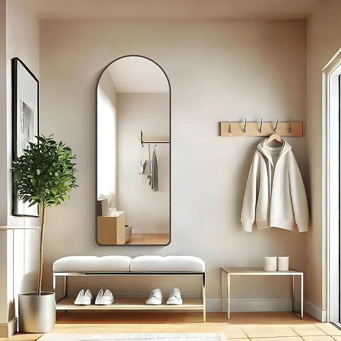 FORBATH Large Arched Wall Mirror 60x24 Inch, Black Arch Full Length Mirror with Aluminum Frame for Bedroom, Fireplace,Entryway,Living Room,Home Decor,Hanging or Leaning Against Wall - ModernBath