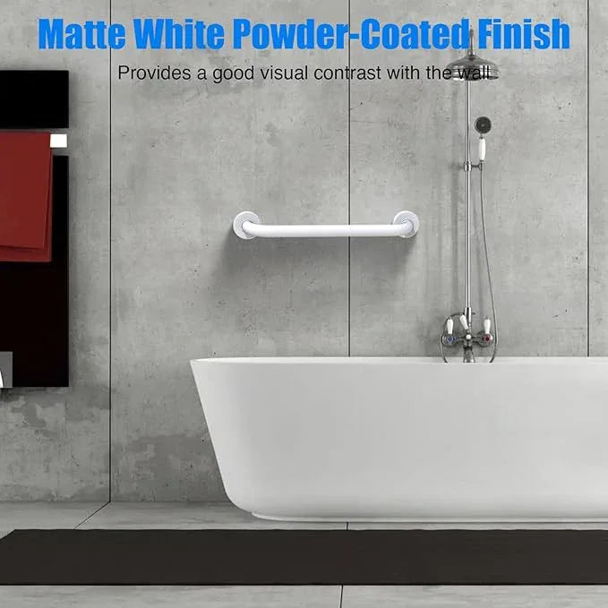 ROTHLEY 18 Inch Bathroom Safety Grab Bar: Matte White Shower Grab Bars with Concealed Screws for Elderly or Handicapped - ModernBath