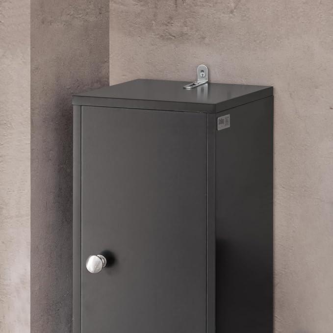 SoBuy Narrow Bathroom Storage Cabinet, Tall Slim Bathroom Organizers and Storage for Small Spaces, Freestanding Skinny Cabinet with Doors and Shelves for Tight Corners, Black BZR34-SCH - ModernBath
