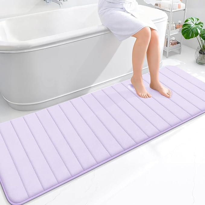 OLANLY Memory Foam Long Bathroom Rugs Runner 70x24, Super Soft Absorbent Bath Mat, Quick Dry, Machine Washable Shower Floor Rugs, Bathmat Carpet, Bathroom Home Decor Accessories, Lavender - ModernBath