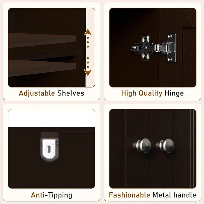 Over The Toilet Storage Cabinet, Behind Toilet Bathroom Organizer with Adjustable Shelves, Wooden Above Toilet Storage Shelf, Space Saver for Restroom, Bathroom, Laundry - ModernBath