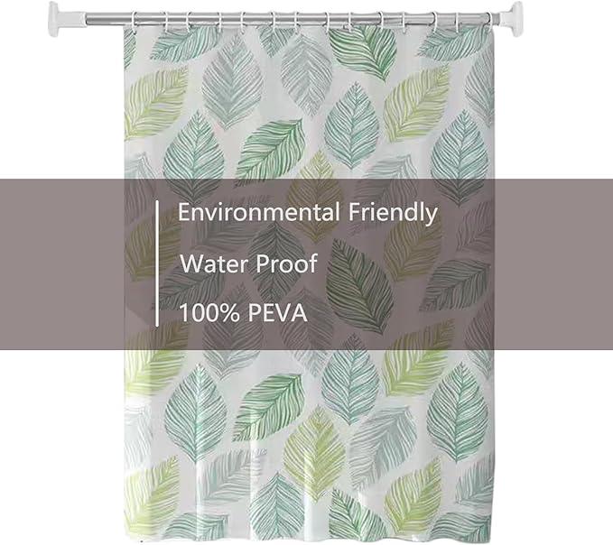 TIKABC Shower Curtain Liner, 4G PEVA Shower Liner, Plastic Waterproof Shower Curtains, with Grommet Holes and 3 Magnetic Weights(Colored Leaves) - ModernBath