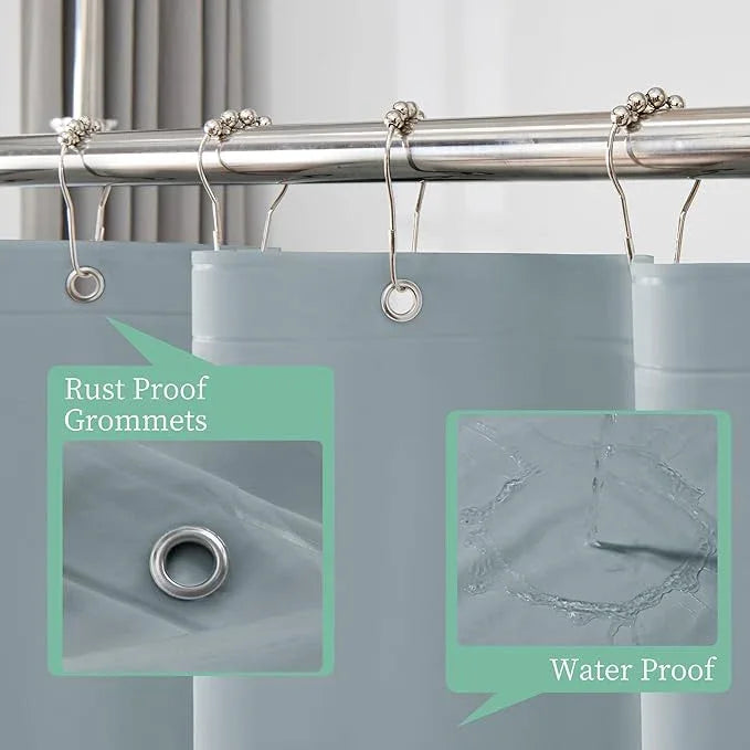 Mrs Awesome Blue Shower Curtain Liner with 3 Magnets, 72x72 Premium Flexible Sturdy Plastic Shower Curtain for Bathroom Lightweight & Waterproof, Stone Blue - ModernBath