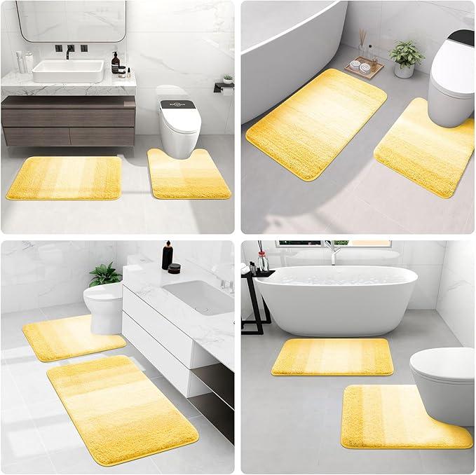 Arotive Microfiber Bathroom Rugs, Shaggy Soft and Absorbent Bath Rug, Non-Slip, Thick Plush Machine Washable Dry Bath Mats for Bathroom, Tub and Shower, 36x24, Yellow, Rectangular - ModernBath