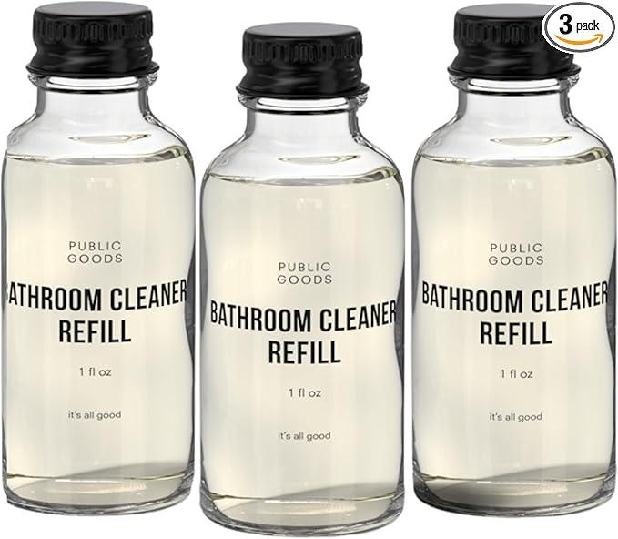 Public Goods Bathroom Cleaner Refill | Refill Concentrate for Toilets, Tile, Showers, Sinks | Cruelty Free, Vegan Friendly | Scented with Lemon Rosemary Essential Oils | 3 Pack - 24 Oz Diluted - ModernBath