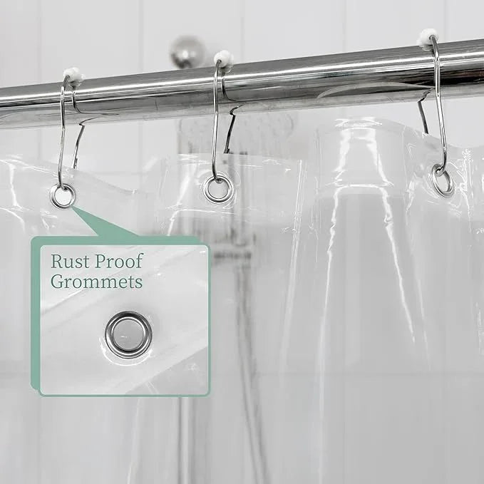 Mrs Awesome Clear Shower Curtain Liner with 3 Magnets, 72x72 Premium Flexible Sturdy Plastic Shower Curtain for Bathroom Lightweight, Waterproof, Clear - ModernBath