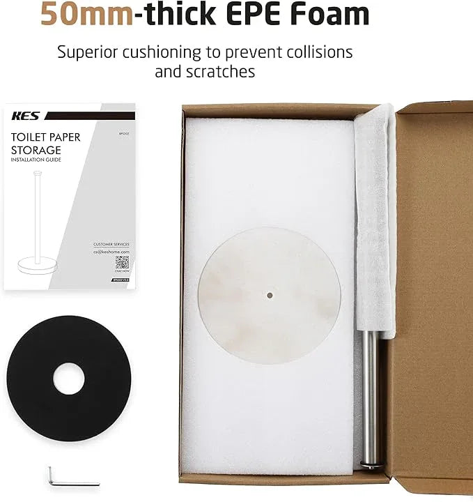 KES Free Standing Toilet Paper Holder Storage with Heavy Marble Base 3 Rolls 18/8 Stainless Steel,Toilet Tissue Holder Brushed Finish, BPS202S39-2 - ModernBath
