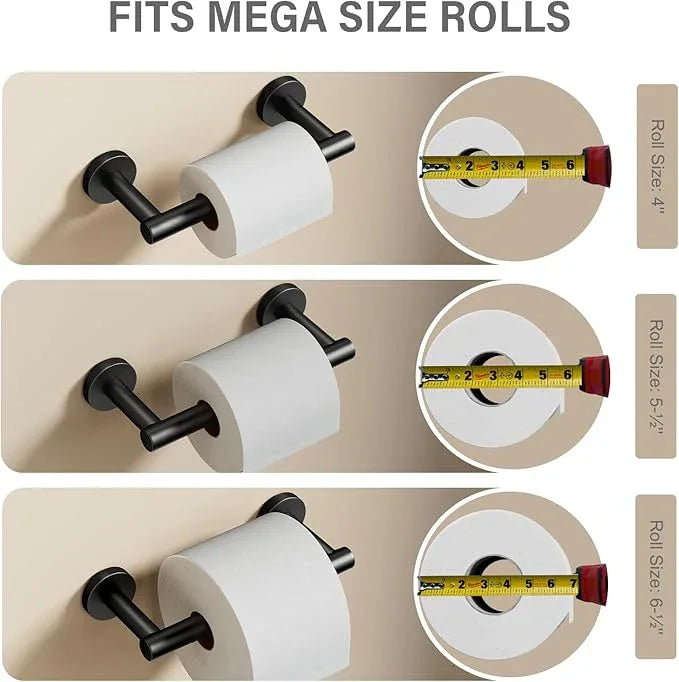 Matte Black Toilet Paper Holder, Stainless Steel Double Post Pivoting Toilet Paper Roll Holder for Bathroom Wall Mount, Commercial Toilet Tissue Dispensers, Fits for Mega Large Roll Paper - ModernBath