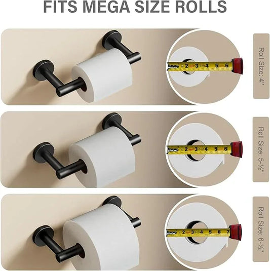 Matte Black Toilet Paper Holder, Stainless Steel Double Post Pivoting Toilet Paper Roll Holder for Bathroom Wall Mount, Commercial Toilet Tissue Dispensers, Fits for Mega Large Roll Paper - ModernBath