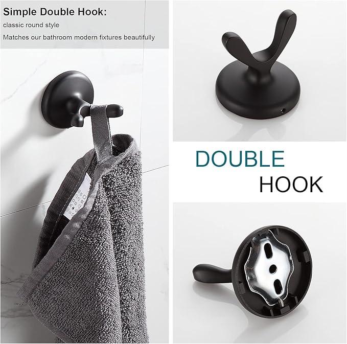 BGL Bathroom Accessory Set, Matte Black Adjustable Expandable Towel Bar 4-Piece Bathroom Hardware Set Wall Mounted Robe Hook Toilet Paper Holder Towel Ring Towel Bar - ModernBath