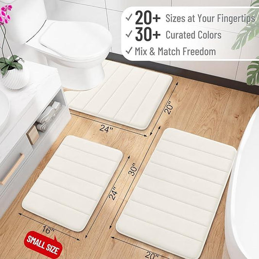 OLANLY Memory Foam Long Bathroom Rugs Runner 47x24, Super Soft Absorbent Bath Mat, Quick Dry, Machine Washable Shower Floor Rugs, Bathmat Carpet, Bathroom Home Decor Accessories, Ivory - ModernBath