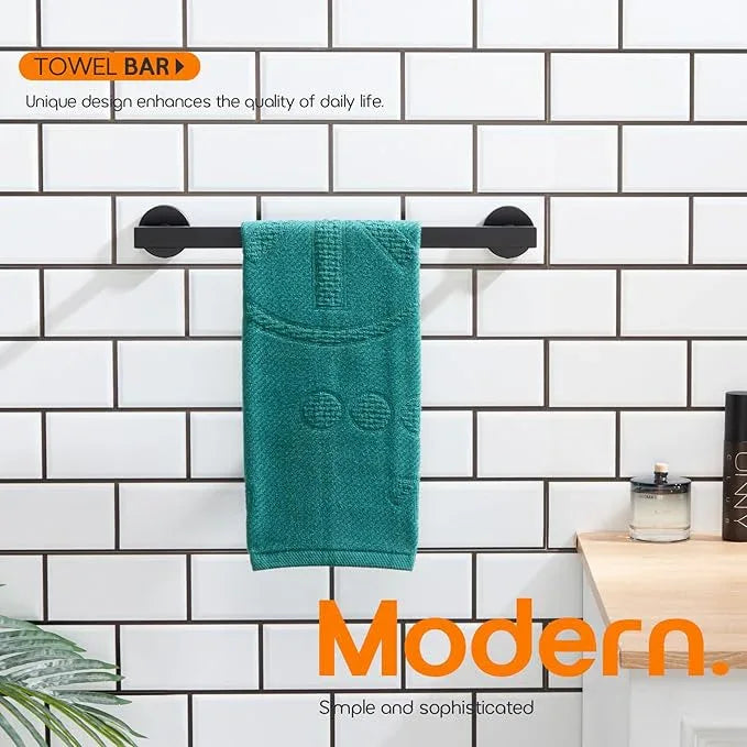 16 Inch Bathroom Towel Bar Bath Towel Rack Kitchen Towel Holder Towel Hanger Wall Mounted SUS304 Stainless Steel Matte Black AN4001MB-L16 - ModernBath