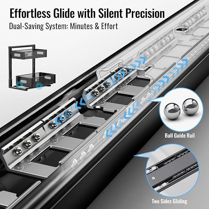2 Pack Under Sink Organizer and Storage, Metal Under Kitchen Sink Organizer, Slide Out Bathroom Organizers and Storage, Undersink Organizers for Kitchen Bathroom Cabinet - ModernBath