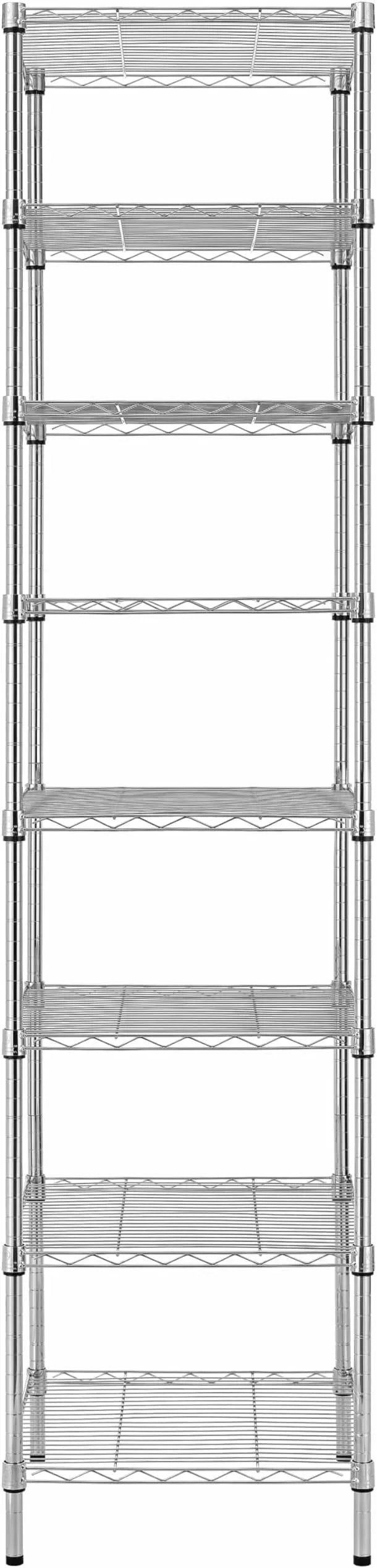 Finnhomy Heavy Duty 8 Tier Wire Shelving, 18x18x78.8 inches 8 Shelves Storage Rack with Thicken Steel Tube, Pantry Shelves for Storage, Adjustable Metal Shelving Unit, NSF Certified, Chrome - ModernBath