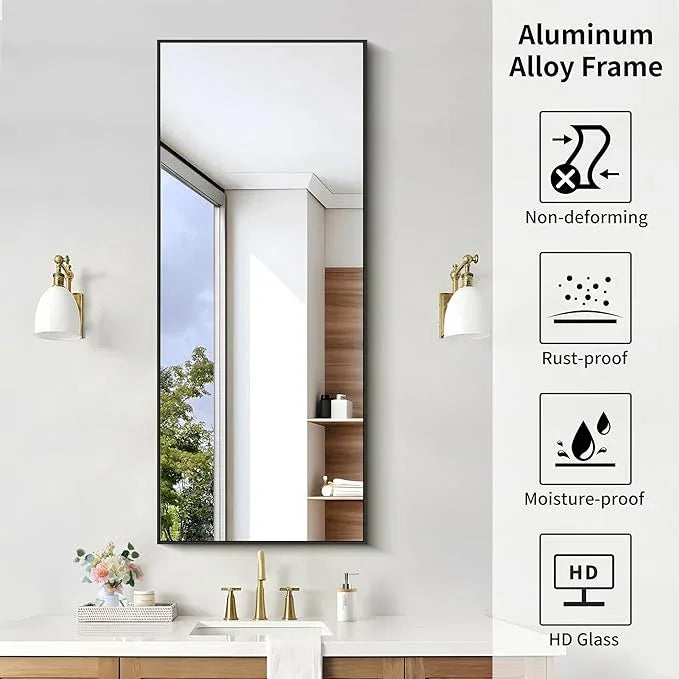KOCUUY Black Bathroom Mirror, 20x48 Inch Rectangle Mirror for Over Sink, Modern Decorative Wall Mirror for Bedroom Living Room Bathroom, Hang Horizontal/Vertical - ModernBath