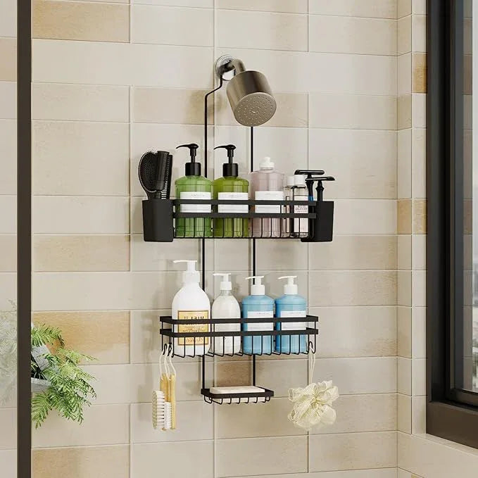 STAHLHEART Shower Caddy Hanging for Bathroom Organizers and Storage,3 Tier Adjustable Anti-Swing Shower Organizer Hanging with Heavy-Duty Suction Cups, Damage-Free Rustproof (Black) - ModernBath