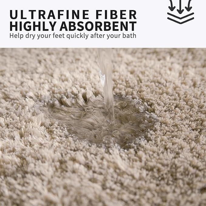FIFU Bathroom Rugs 20" W x 32" L, Bath Mat for Bathroom, Bedroom, Laundry Room & Kitchen, Non-Slip Rubber Latex Backing, Extra Soft and Absorbent Microfiber Carpet, Machine Washable Rug, Beige - ModernBath