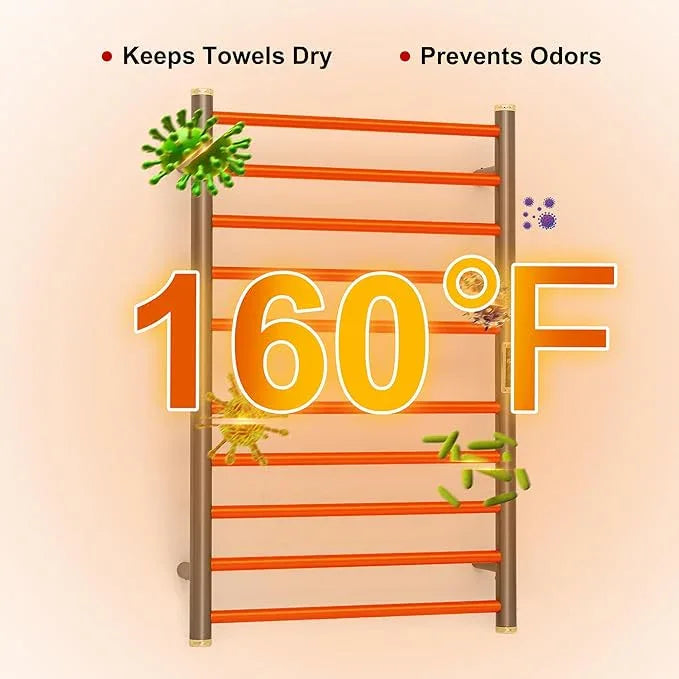 Electric Towel Warmer Rack,Heating Towel Warmer,Timer & Temperature Control,Wall-Mounted Plug-in for Bathroom,Brushed Gungrey,Stainless Steel,10-Bar(31.5x20.08x4.41in) - ModernBath
