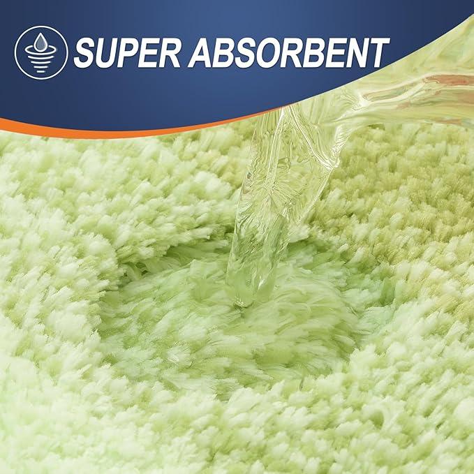OLANLY Bathroom Rug Mat 30x20, Extra Soft and Absorbent Microfiber Bath Rugs, Non-Slip Plush Shaggy Bath Carpet, Machine Wash Dry, Bath Mats for Bathroom Floor, Tub and Shower, Light Green - ModernBath