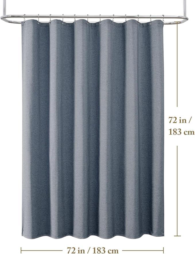 FY&XZH 3-in-1 Fabric Shower Curtain Set,Double Waterproof Linen-Texture Shower Curtain with PEVA Liner That Fully Prevents Splashes,Soft Shower Curtains with 12 Anti-Fall Hooks,72"x72" (Dark Blue) - ModernBath
