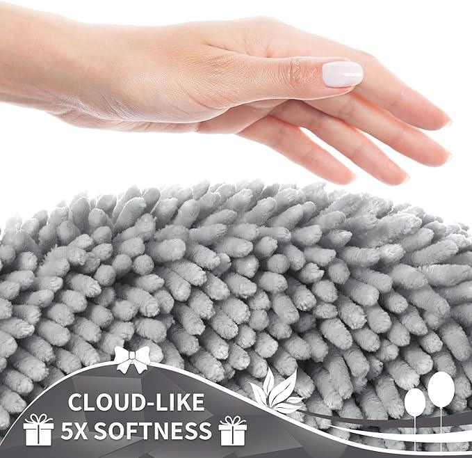 Yimobra Toilet Rugs U Shaped Washable, Extra Thick Soft Absorbent Chenille Contour Bathroom Rugs for Toilet 24x24 Inch, Quick Dry Non Slip Toilet Mat for Bath Floor, Light Grey - ModernBath