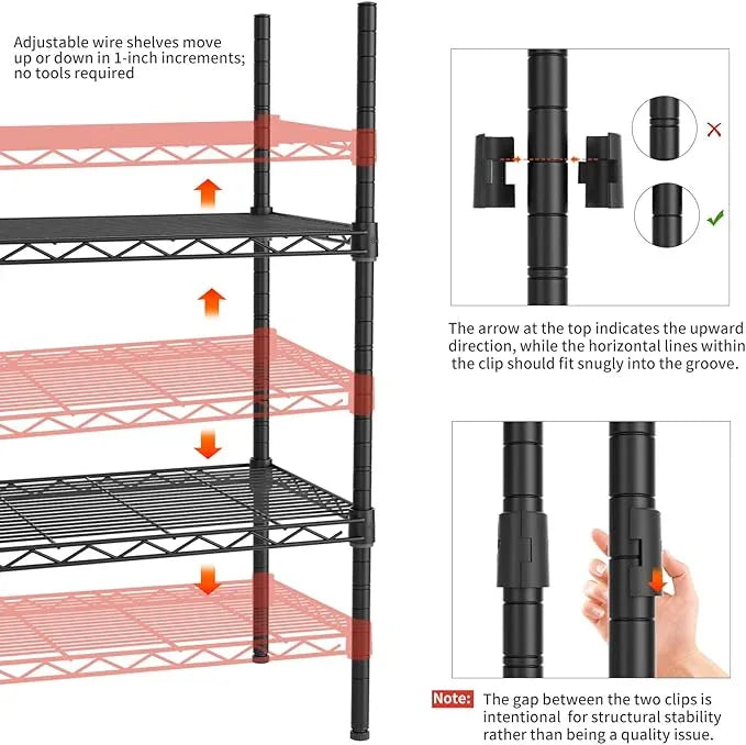 6 Tier Adjustable Storage Shelves,Heavy Duty Metal Utility Shelf 900LBS Capacity,Wire Shelving Unit Organizer Rack for Home,Kitchen,Office,Bathroom,Pantry Room,12" D x 22" W x 69" H,Black - ModernBath