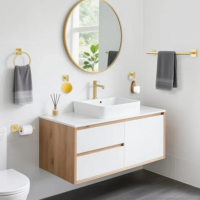 TURS 5-Pieces Brushed Gold Bathroom Hardware Set 23.6 Inch SUS304 Stainless Steel Towel Bar Set Wall Mounted Bathroom Accessories Set - ModernBath